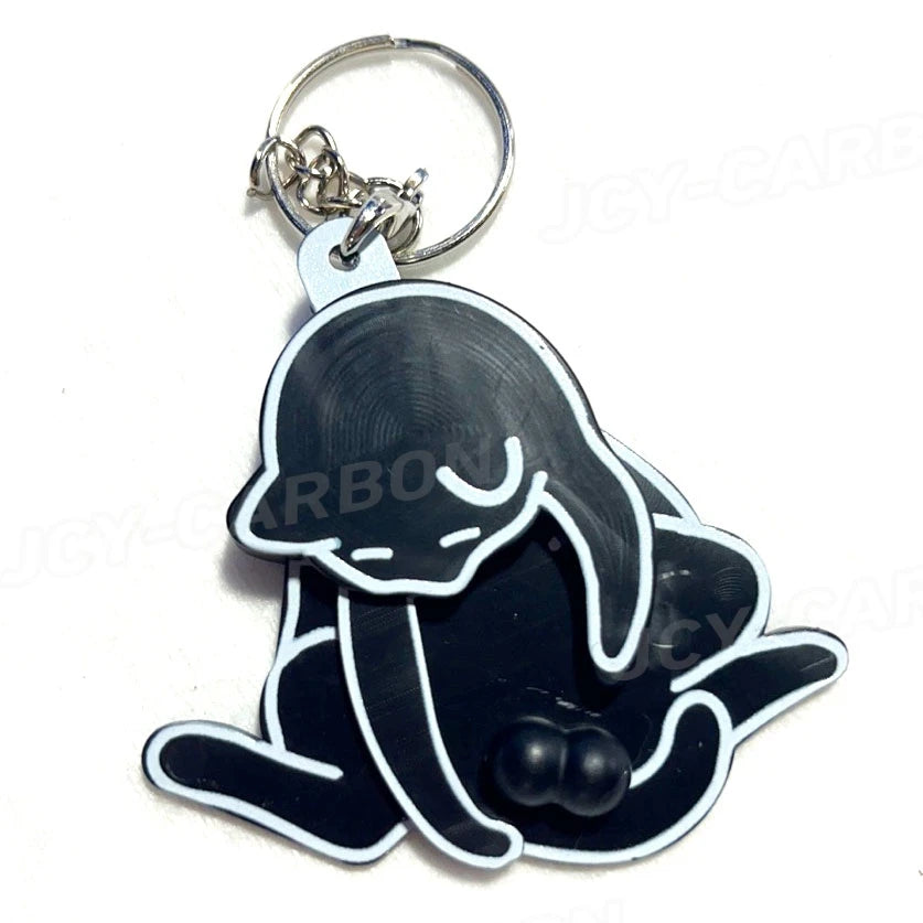 Creative Pull Play Egg Cat Keychain Pendant