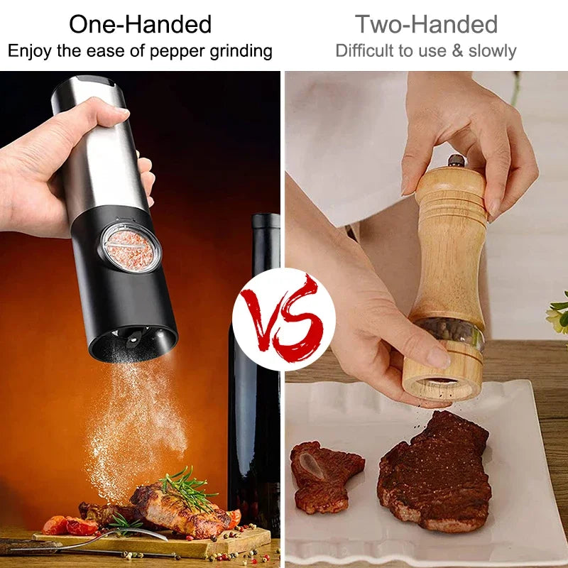 Electric Salt and Pepper Grinder Set With Led Light