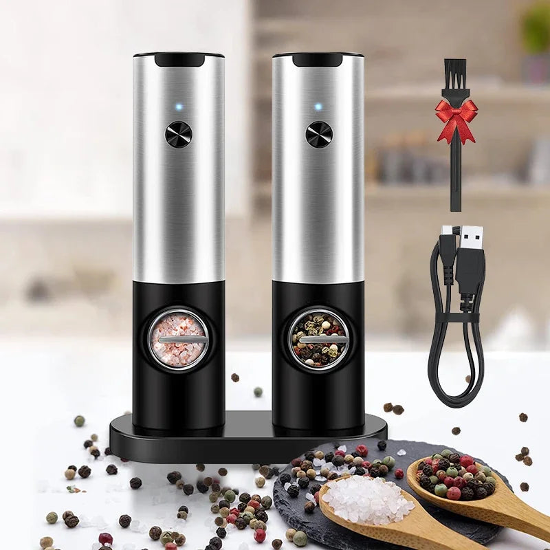 Electric Salt and Pepper Grinder Set With Led Light