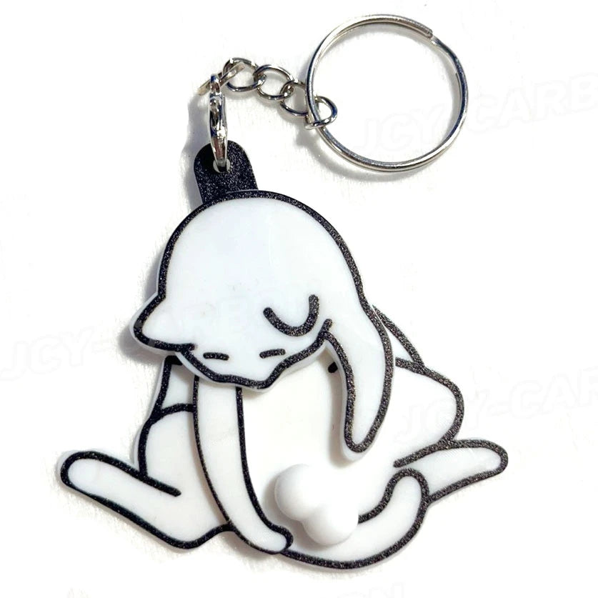 Creative Pull Play Egg Cat Keychain Pendant