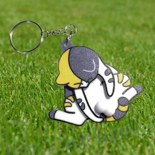 Creative Pull Play Egg Cat Keychain Pendant