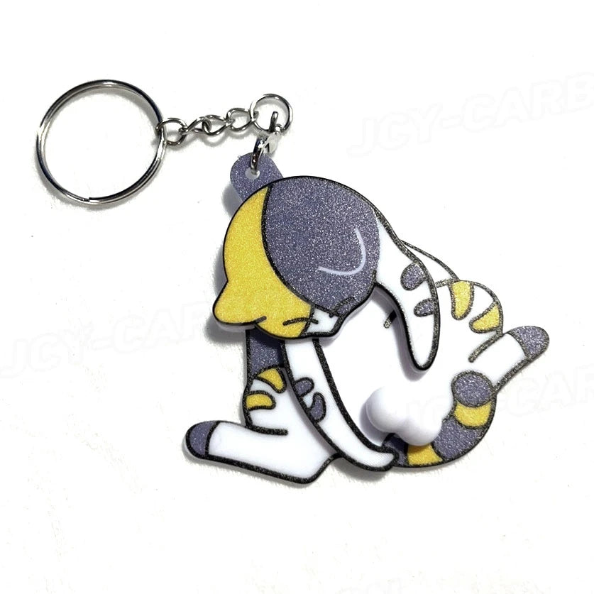 Creative Pull Play Egg Cat Keychain Pendant