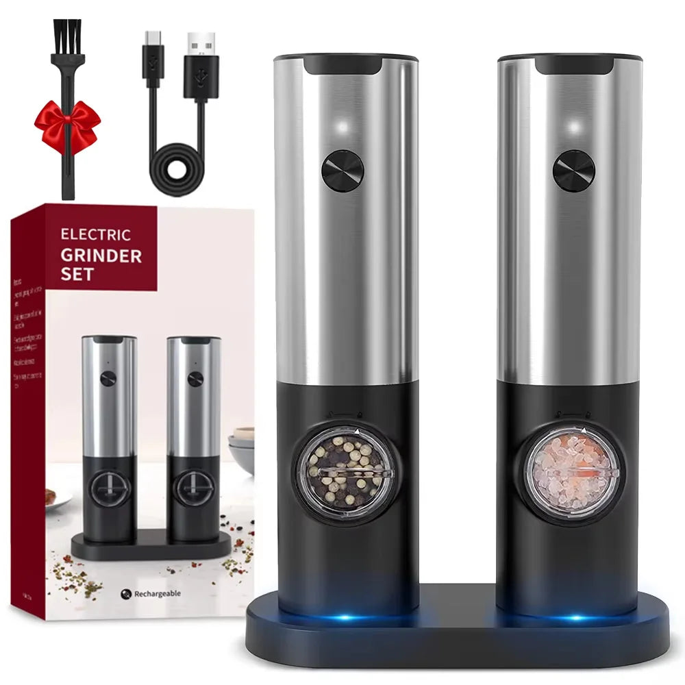 Electric Salt and Pepper Grinder Set With Led Light