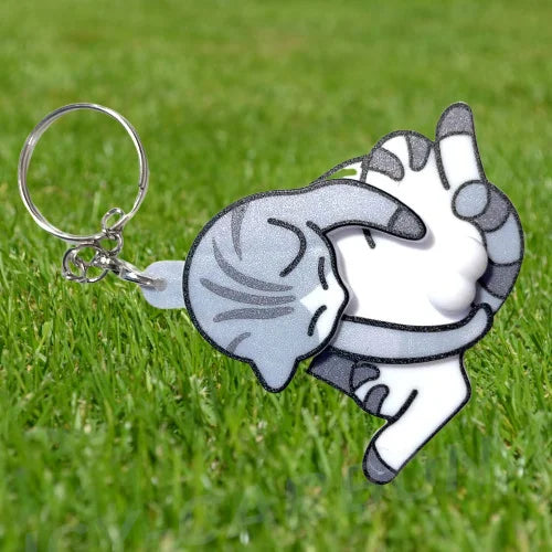 Creative Pull Play Egg Cat Keychain Pendant