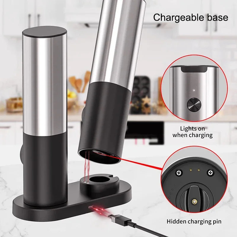 Electric Salt and Pepper Grinder Set With Led Light